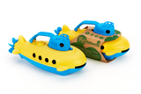 Green Toys Packaged Submarine and Unpackaged Submarine (Color: yellow & blue) (Side View)