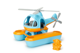 Green Toys Seacopter (Color: Light Blue & Orange) (Front View with included Bear Pilot Toy standing beside the Seacopter)