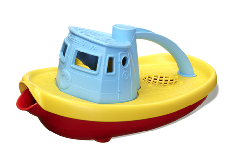 Green Toys Tugboat (Colors: blue handle, yellow & red hull) (Front/Side View)