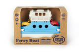 Green Toys Ferry Boat and Mini Cars in product packaging (Colors - Ferry Boat: white & light blue; Mini Cars: 1 red & 1 yellow) (Side View)