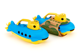Green Toys Packaged Submarine and Unpackaged Submarine (Color: yellow & blue) (Side View)